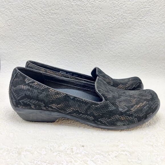 Dansko 'olivia' Loafer Flat Shoe Sz 37 US 6.5 - 7 Black & Bronze Snake Embossed - Picture 6 of 16